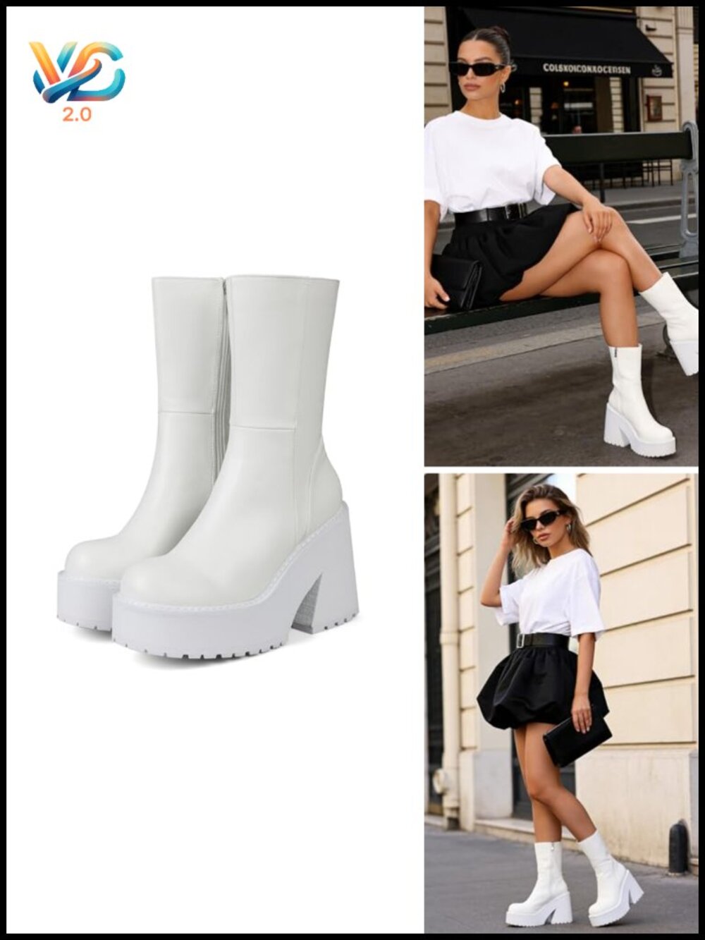 Wedge Heel Ankle Boots Platform Zipper Motorcycle Chunky Block High Heel Round
